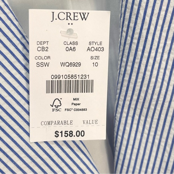 NWT J. Crew Factory cotton blazer notched lined blue white stripe blazer size 10 - Picture 11 of 12